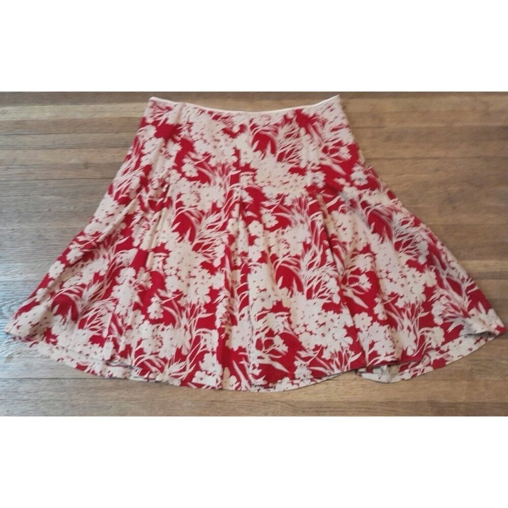 Vintage Banana Republic Cotton Pleated Feminine Casual Floral Flared Sz 12 Skirt
